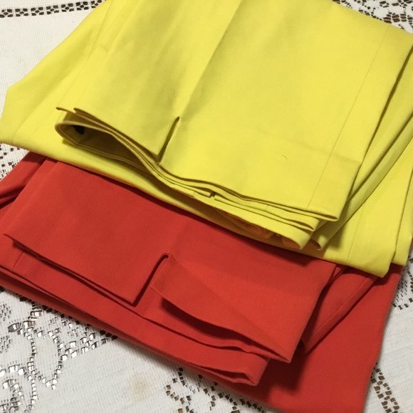 Piazza Sempione Audrey Pants Cropped Italy RARE YELLOW & CORAL Size US 8  IT 44 - Picture 10 of 14